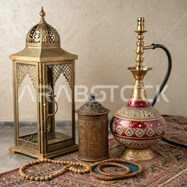 Traditional copper tools, old copper equipment, local national products, authenticity and antiquity of customs and traditions in the Kingdom of Saudi Arabia, traditional handicrafts, popular professions and industries