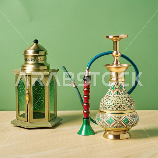 منتجات محلية وطنية, أصالة وعراقة العادات والتقاليد في المملكة العربية السعودية, الحرف اليدوية التراثية, مهن وصناعات شعبية, الأدوات النحاسية التقليدية, المعدات القديمة المصنوعة من النحاس, فانوس مزخرف وشيشة عربية