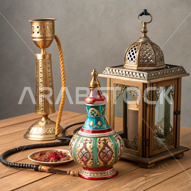 المعدات والأدوات النحاسية التقليدية القديمة المصنوعة من النحاس, منتجات محلية وطنية, أصالة وعراقة العادات والتقاليد في المملكة العربية السعودية, الحرف اليدوية التراثية, مهن وصناعات شعبية, فانوس مزخرف وشيشة عربية