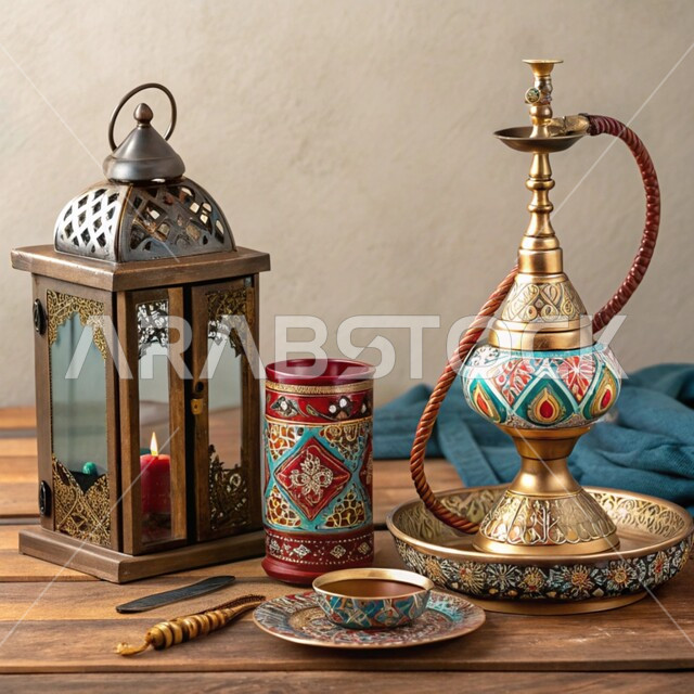 منتجات محلية وطنية, أصالة وعراقة العادات والتقاليد في المملكة العربية السعودية, الحرف اليدوية التراثية, مهن وصناعات شعبية, الأدوات النحاسية التقليدية, المعدات القديمة المصنوعة من النحاس, فانوس مزخرف وشيشة عربية
