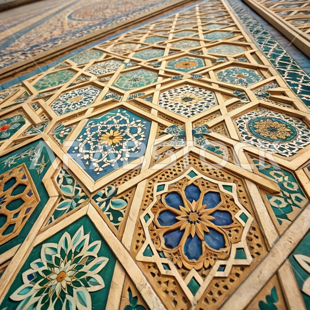 الديكورات الانيقة للمساجد في المملكة العربية السعودية, التصاميم الفنية المميزة , النقوش والزخارف الإسلامية التقليدية الملونة على الجدران, الفن الهندسي المعماري على الطراز العربي الإسلامي