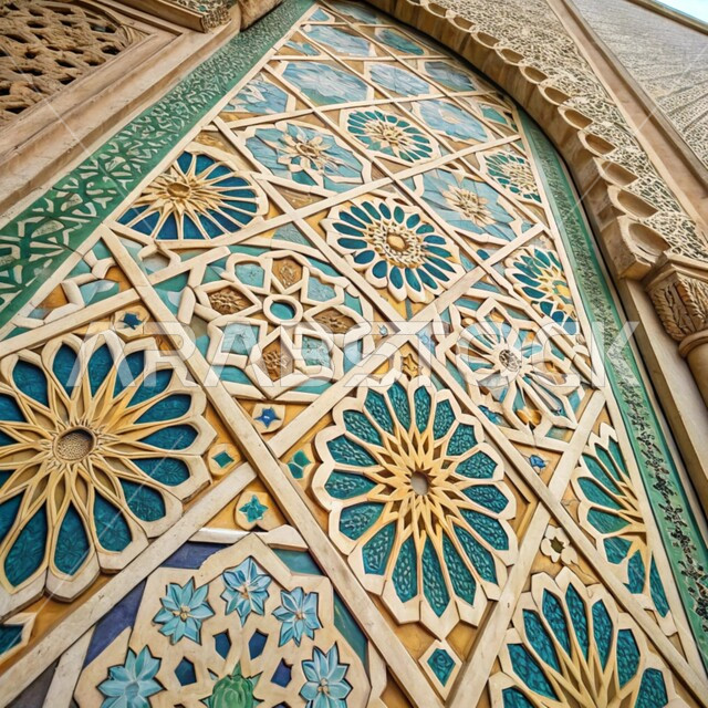 النقوش والزخارف الإسلامية التقليدية الملونة على الجدران, الديكورات الانيقة للمساجد في المملكة العربية السعودية, التصاميم الفنية المميزة , الفن الهندسي المعماري على الطراز العربي الإسلامي