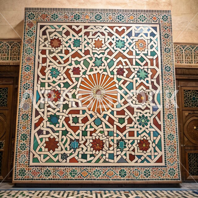 النقوش والزخارف الإسلامية التقليدية الملونة على الجدران, الديكورات الانيقة للمساجد في المملكة العربية السعودية, التصاميم الفنية المميزة , الفن الهندسي المعماري على الطراز العربي الإسلامي