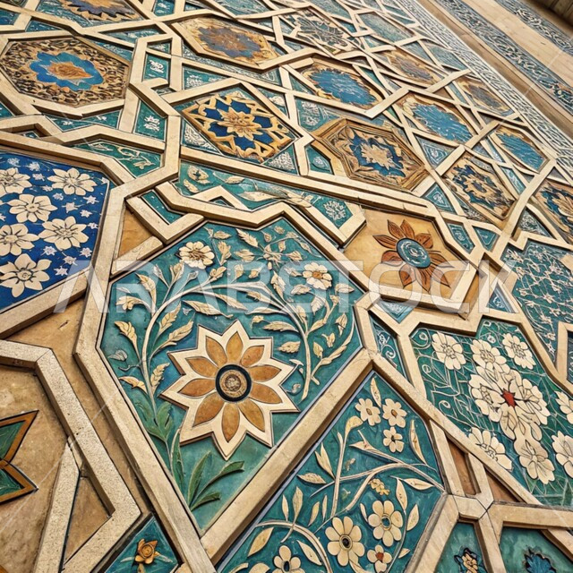 الفن الهندسي المعماري على الطراز العربي الإسلامي, الزخارف و النقوش الإسلامية التقليدية الملونة على الجدران, الديكورات الانيقة للمساجد في المملكة العربية السعودية, التصاميم الفنية المميزة 