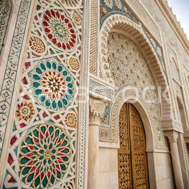  النقوش و الزخارف الإسلامية التقليدية الملونة على الجدران, التصاميم الفنية المميزة, الفن الهندسي المعماري على الطراز العربي الإسلامي, الديكورات الانيقة للمساجد في المملكة العربية السعودية
