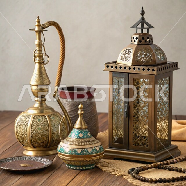 معدات ومصنوعات نحاسية شعبية, منتجات محلية وطنية, الأدوات العربية تقليدية المصنوعة من النحاس, فانوس معدني مزخرف وشيشة عربية, عراقة وأصالة العادات والتقاليد في المملكة العربية السعودية, الصناعات والحرف اليدوية التراثية