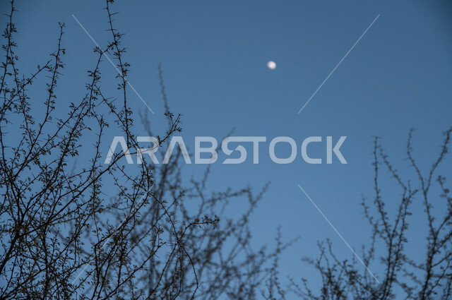 Aesthetic image of the sun disk in the sky of Saudi Arabia, a beautiful landscape in broad daylight, the beauty of the landscape in Saudi Arabia