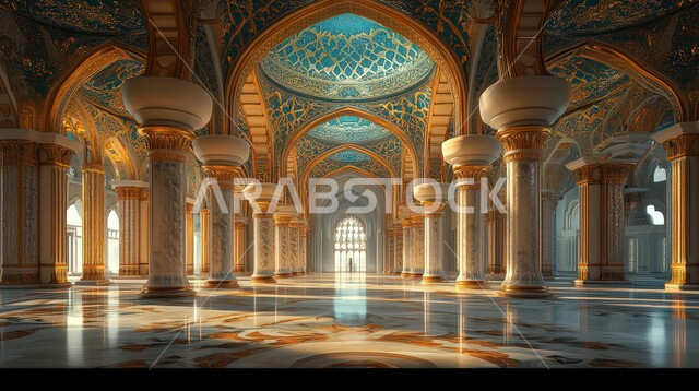 Sacred Islamic places and landmarks, designs of columns and arches in the Islamic style, worship and closeness to God Almighty, decorations and interior designs for building mosques in the Kingdom of Saudi Arabia
