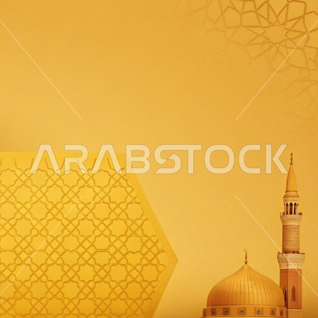 Elegant exterior decorations and designs of mosques in the Kingdom of Saudi Arabia, Islamic architectural art, engravings and decorations on the exterior walls, spiritual Ramadan atmosphere, worship and drawing closer to God in the holy month of Ramadan