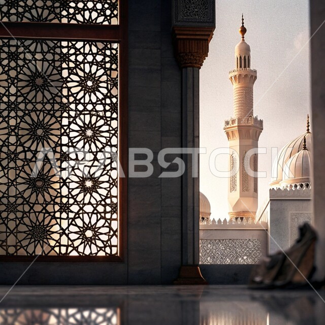 النقوش والزخارف على الجدران الخارجية، اجواء رمضانية روحانية، العبادة والتقرب الى الله في شهر رمضان المبارك، التصاميم والديكورات الخارجية الانيقة للمساجد  في المملكة العربية السعودية، الفن الهندسي المعماري على الطراز الاسلامي