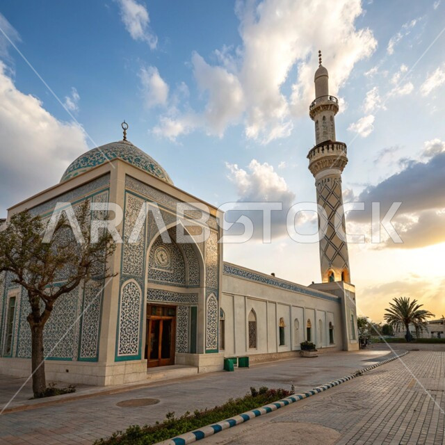 النقوش والزخارف على الجدران الخارجية، اجواء رمضانية روحانية، العبادة والتقرب الى الله في شهر رمضان المبارك، التصاميم والديكورات الخارجية الانيقة للمساجد  في المملكة العربية السعودية، الفن الهندسي المعماري على الطراز الاسلامي