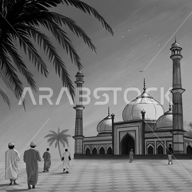 العبادة والتقرب الى الله في شهر رمضان المبارك، التصاميم والديكورات الخارجية الانيقة للمساجد  في المملكة العربية السعودية، الفن الهندسي المعماري على الطراز الاسلامي، النقوش والزخارف على الجدران الخارجية، اجواء رمضانية روحانية