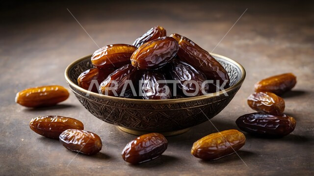 أغذية صحية لذيذة ذات قيمة غذائية عالية, طبق لمجموعة من حبات التمر السعودي, المحاصيل الزراعية في المملكة العربية السعودية, منتجات محلية وطنية, محصول الرطب الطازج