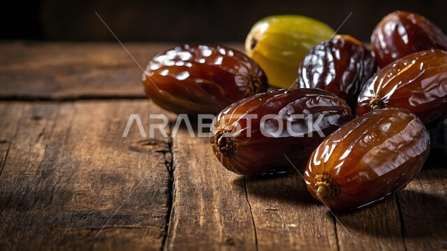 أغذية صحية لذيذة ذات قيمة غذائية عالية, طبق لمجموعة من حبات التمر السعودي, المحاصيل الزراعية في المملكة العربية السعودية, منتجات محلية وطنية, محصول الرطب الطازج