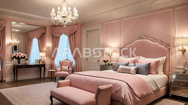 غرفة نوم بتصاميم عصرية، سرير كبير ومريح بتصميم حديث، الأثاث المنزلي الراقي، ديكورات منزلية داخلية للشقق والفلل السكنية في المملكة العربية السعودية، الفنادق والمنتجعات الفاخرة، الواجهات والنوافذ الزجاجية الكبيرة