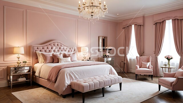 سرير كبير ومريح بتصميم حديث، غرفة نوم بتصاميم عصرية، الأثاث المنزلي الراقي، ديكورات منزلية داخلية للشقق والفلل السكنية في المملكة العربية السعودية، الفنادق والمنتجعات الفاخرة، الواجهات والنوافذ الزجاجية الكبيرة