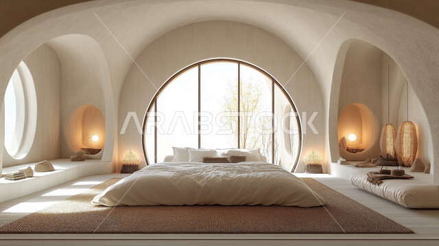 التصاميم الداخلية لغرف المنازل على الطراز الحديث, غرفة نوم مع أثاث منزلي فاخر, الديكورات الداخلية الراقية, فلل وشقق سكنية في المملكة العربية السعودية, التصميم العصري الراقي الأنيق