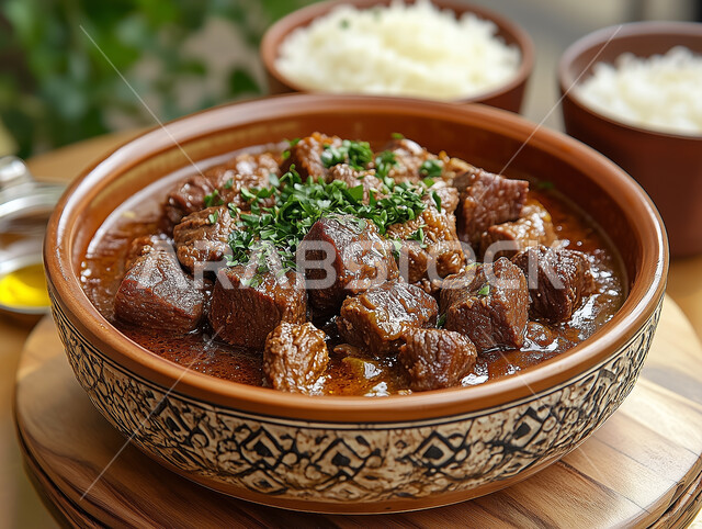 Healthy and nutritious meals, a plate of delicious beef stew and rice, recipes for grilled meats with distinctive flavors, restaurants for oriental cuisine in the Kingdom of Saudi Arabia, enjoy preparing delicious dishes