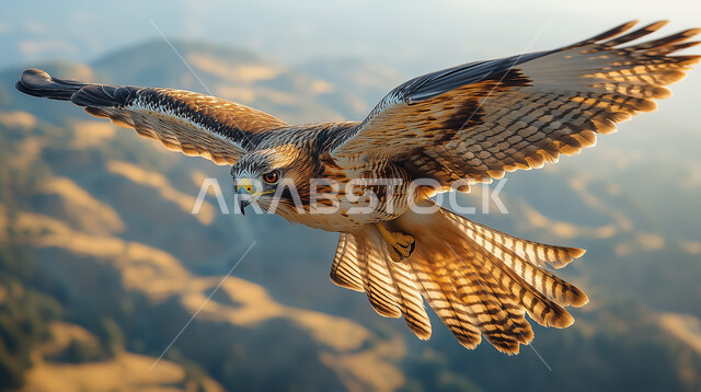 حدة البصر و رمز القوة والتحدي، الفخر بالتراث السعودي العريق في تربية طائر الصقر، صورة مقربة لوجه طائر الصقر في إحدى المحميات الطبيعية، تدريب وترويض الطيور الجارحة والمفترسة، إقامة نادي الصقور في موسم الصيد السنوي في المملكة العربية السعودية