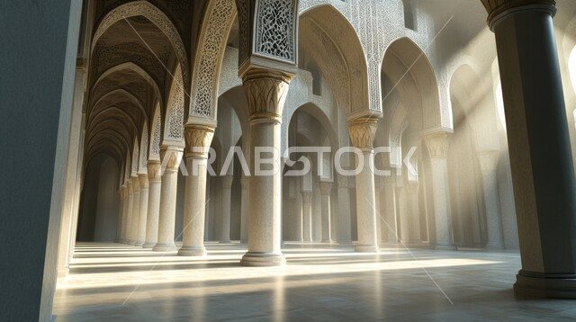 الزخارف والنقوش الإسلامية، الديكورات الداخلية للجوامع في المملكة العربية السعودية، الفن الهندسي المعماري لبناء المساجد على الطراز العربي الإسلامي, مفهوم العبادة والتقرب إلى الله, التصاميم الأنيقة للأعمدة والأقواس