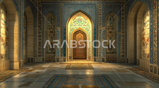 الديكورات الداخلية للجوامع في المملكة العربية السعودية، الفن الهندسي المعماري لبناء المساجد على الطراز العربي الإسلامي, مفهوم العبادة والتقرب إلى الله, التصاميم الأنيقة للأعمدة والأقواس, الزخارف والنقوش الإسلامية