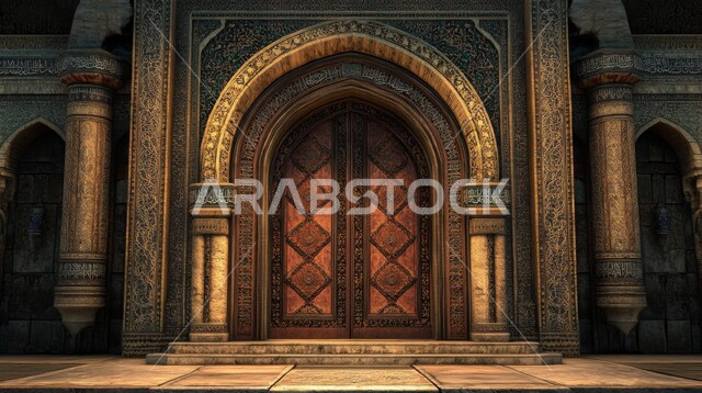 الفنون الهندسية المعمارية والتصاميم الاسلامية للأبواب الخشبية القديمة في المملكة العربية السعودية, باب خشبي منحوت بالنقوش والزخارف التراثية العربية, التصميم التراثي التقليدي