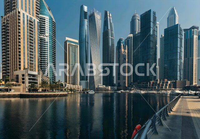 أماكن جذب واستقطاب السائحين، الواجهة البحرية على ساحل الخليج العربي، التطور والتقدم العمراني للمباني والمنشآت في الإمارات، الفن الهندسي المعماري لبناء الأبراج وناطحات السحاب المطلة على كورنيش ابو ظبي، المعالم السياحية المشهورة