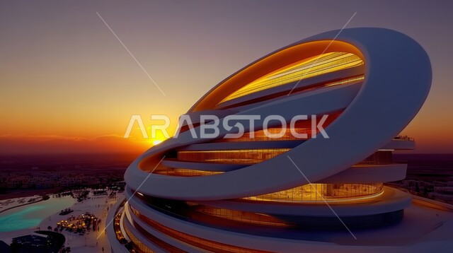  الفن الهندسي المعماري على الطراز الحديث لفلل ومنتجعات والشقق السكنية الفاخرة في المملكة العربية السعودية ، الديكورات والتصاميم الخارجية الحديثة لبيت فاخر عند غروب الشمس، الاهتمام في زراعة النباتات الخضراء في حديقة المنزل