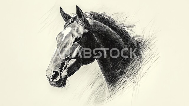 توارث شغف الجياد من الأجداد، رمز الفروسية والشجاعه، مفهوم حب الخيول، تصاميم و فنون تشكيليه مبتكرة, مجسم لرأس حصان اسود اللون، الأحصنة العربية الأصيلة، خلفية بيضاء