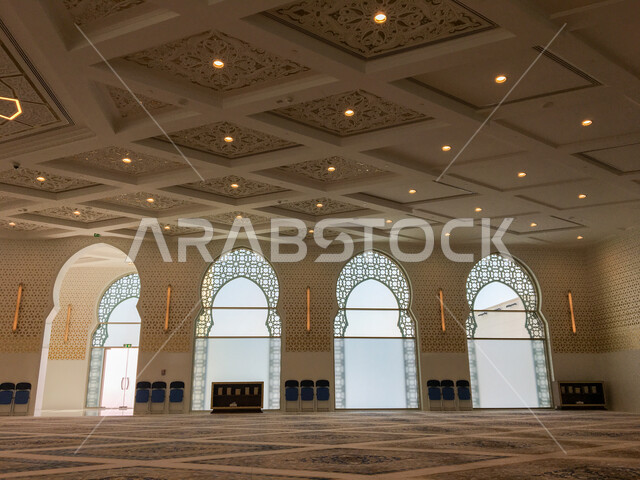 Religious tourist monuments, the concept of worship and closeness to God Almighty, interior designs and decorations, Sheikh Khalifa bin Zayed Mosque in Al Ain City in the Emirate of Abu Dhabi in the United Arab Emirates, architectural engineering art in the Arab Islamic style