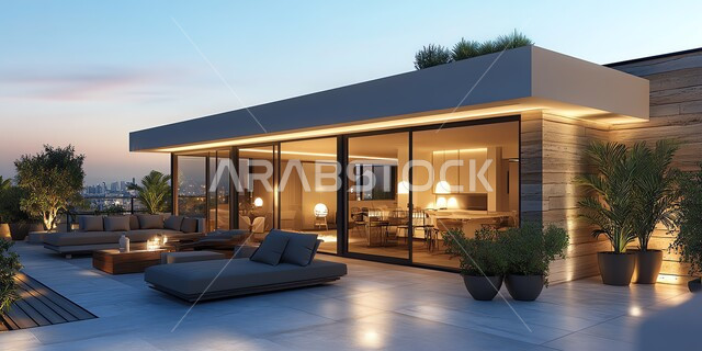 تصاميم عصرية مميزة لحوض السباحة، الاهتمام في زراعه الأشجار والنباتات الخضراء في حديقة مجمع سكني فاخر، الفن الهندسي المعماري على الطراز الحديث للشقق و الفلل السكنية، منتجعات سياحية متميزة مضيئة 