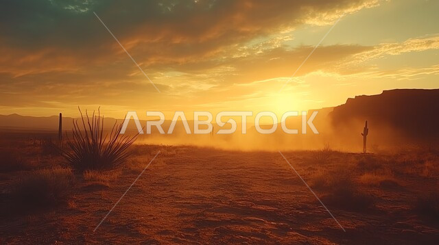 المناظر الطبيعية والرمال الذهبية الناعمة في صحراء المملكة العربية السعودية أثناء غروب الشمس، أماكن المغامرات السياحية والرحلات الشبابية الممتعة، التضاريس والتشكلات في المناطق الصحراوية، خلفية الطبيعة