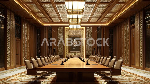 Decorative walls and ceilings, meeting room with modern contemporary ...