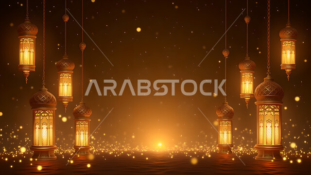 فوانيس تقليدية معدنية مزخرفة مضيئة, الأجواء الرمضانية الروحانية في المملكة العربية السعودية, الاحتفال بالمناسبات الدينية الإسلامية, البهجة بقدوم رمضان المبارك, زينة واكسسوارات وديكورات شهر الخير