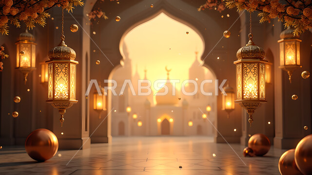 البهجة بقدوم رمضان المبارك, زينة واكسسوارات وديكورات شهر الخير, فوانيس تقليدية معدنية مزخرفة مضيئة, الأجواء الرمضانية الروحانية في المملكة العربية السعودية, الاحتفال بالمناسبات الدينية الإسلامية
