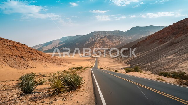 الطرق والشوارع المعبدة السريعة, الاهتمام بتهيئة البنية التحتية في المملكة العربية السعودية, طريق اسفلتي وسط الصحراء, التشكيلات والتكوينات والكثبان الرملية والصخرية