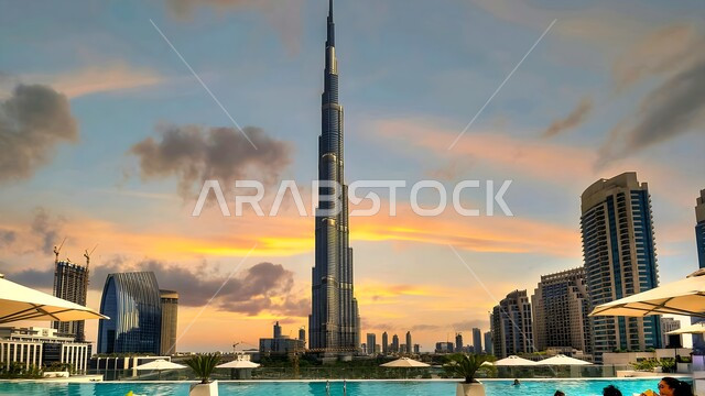 النمو والتطور العمراني للمباني السكنية والمنشآت التجارية وناطحات السحاب في مدينة دبي، برج خليفة في الإمارات العربية المتحدة، الفن الهندسي المعماري في بناء الأبراج الشاهقة على الطراز الحديث، المعالم السياحية المشهورة، أماكن جذب واستقطاب السياح من أنحاء العالم