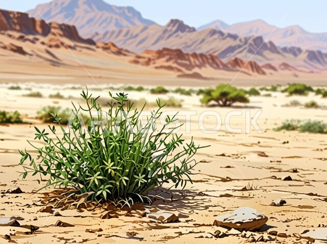 المناظر الطبيعية في المناطق الصحراوية وقت النهار، نمو النباتات البرية والشوكية في الصحراء، التضاريس والنحت الصخري في القمم الجبلية المرتفعة,  التكوينات والتشكيلات الصخرية في المملكة العربية السعودية، البيئة والطبيعة الجافة والقاسية