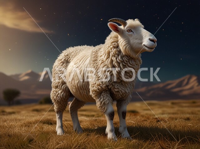 قربان وأضاحي الأعياد والمناسبات الإسلامية, رسوم توضيحية كرتونية ثلاثية الأبعاد لحيوان الخاروف الأليف، المحميات الطبيعية لتربية الأغنام في المملكة العربية السعودية، مفهوم تربية الغنم والمواشي