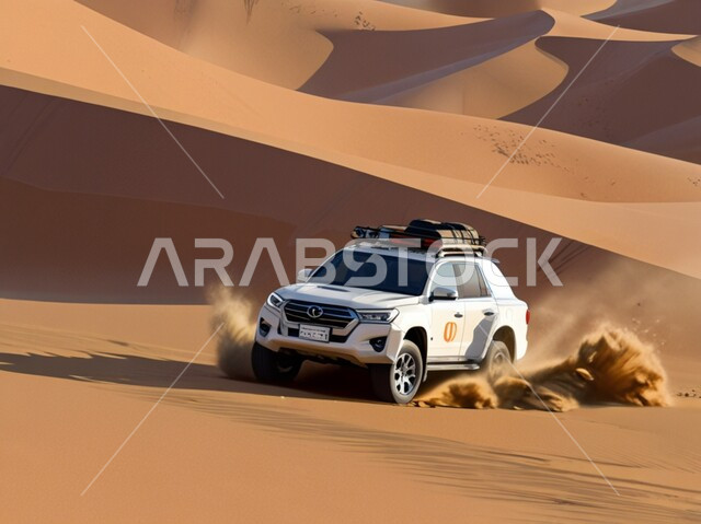 مغامرة شيقة في البيئة الصحراوية, قيادة سيارة الدفع الرباعي تويوتا لاند كروزر وسط الصحراء، نشاط صحراوي ممتع، مغامرات سفاري على الكثبان الرملية، الاستمتاع بممارسة الهوايات والأنشطة الترفيهية في صحاري المملكة العربية السعودية