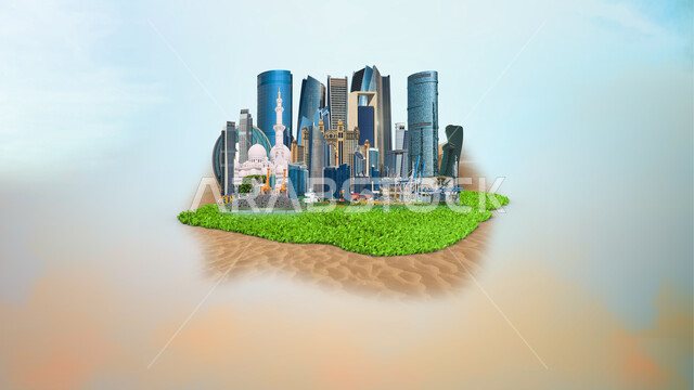 Celebrating national holidays and occasions, remembering the UAE National Day, 3D models of towers and skyscrapers, architectural engineering art of buildings and facilities, famous tourist attractions in the United Arab Emirates
