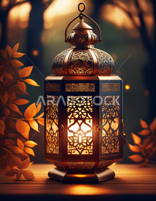 فانوس عربي تقليدي معدني مضيء، العادات و التقاليد العربية في زينة الاعياد و المناسبات الدينية, تحف وديكورات تقليدية للاحتفال بشهر الخير, اجواء رمضانية روحانية اسلامية