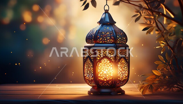فانوس عربي تقليدي معدني مضيء، العادات و التقاليد العربية في زينة الاعياد و المناسبات الدينية, تحف وديكورات تقليدية للاحتفال بشهر الخير, اجواء رمضانية روحانية اسلامية