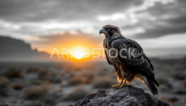 الاهتمام بتربية النسور في المملكة العربية السعودية، طائر النسر في إحدى المحميات الطبيعية الصحراوية، رمز القوة والتحدي وحدة البصر، تدريب وترويض الطيور الجارحة والمفترسة، الفخر بأصالة وعراقة التراث السعودي العريق