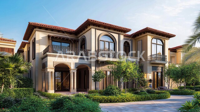 ديكورات وتصاميم خارجية عصرية متميزة على الطراز الحديث, الفن الهندسي المعماري والتصميم المتطور للفلل السكنية في المملكة العربية السعودية، الواجهات الزجاجية والنوافذ الكبيرة, الاهتمام بزراعة النباتات والاشجار في حديقة المنزل