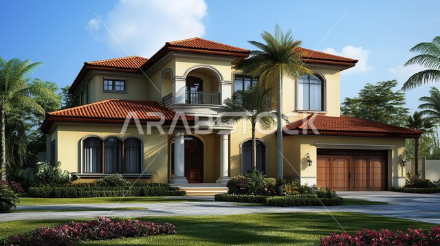 ديكورات وتصاميم خارجية عصرية متميزة على الطراز الحديث, الفن الهندسي المعماري والتصميم المتطور للفلل السكنية في المملكة العربية السعودية، الواجهات الزجاجية والنوافذ الكبيرة, الاهتمام بزراعة النباتات والاشجار في حديقة المنزل