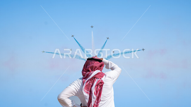 Saudi falcons in the sky of Riyadh