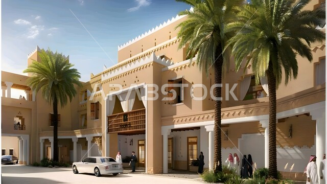 الاستمتاع بالمزارات السياحية المشهورة, المنشآت الطينية المبنية على الطراز القديم, الحضارة السعودية العربية الأصيلة, أماكن ثقافية أثرية في وقت النهار, مشروع تطوير الدرعية التاريخي, فندق العنوان في مدينة الرياض