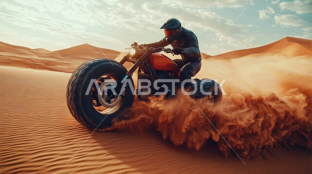 Practicing your favorite sport in the desert of Saudi Arabia, riding a fast motorcycle over the peaks and mountain heights, integrating sports events with tourism culture, exciting challenges and recreational activities.