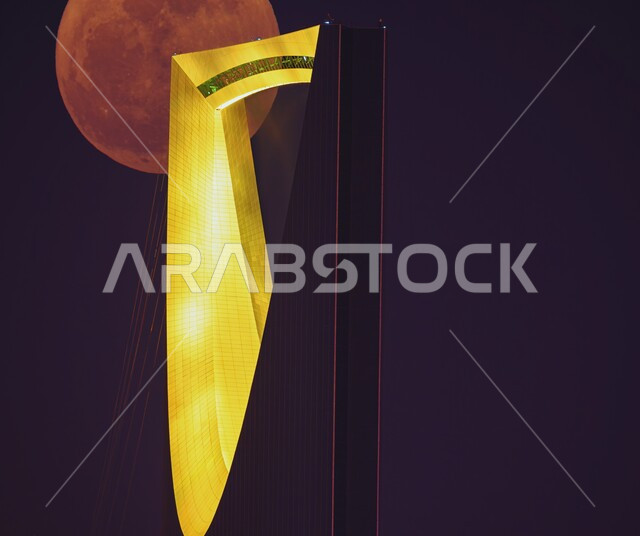  برج المملكة المضيء ليلا في مدينة الرياض, الفن الهندسي المعماري لبناء الأبراج وناطحات السحاب, التقدم والنمو العمراني, الأماكن والمعالم السياحية المشهورة في المملكة العربية السعودية, جذب واستقطاب السياح من أنحاء العالم